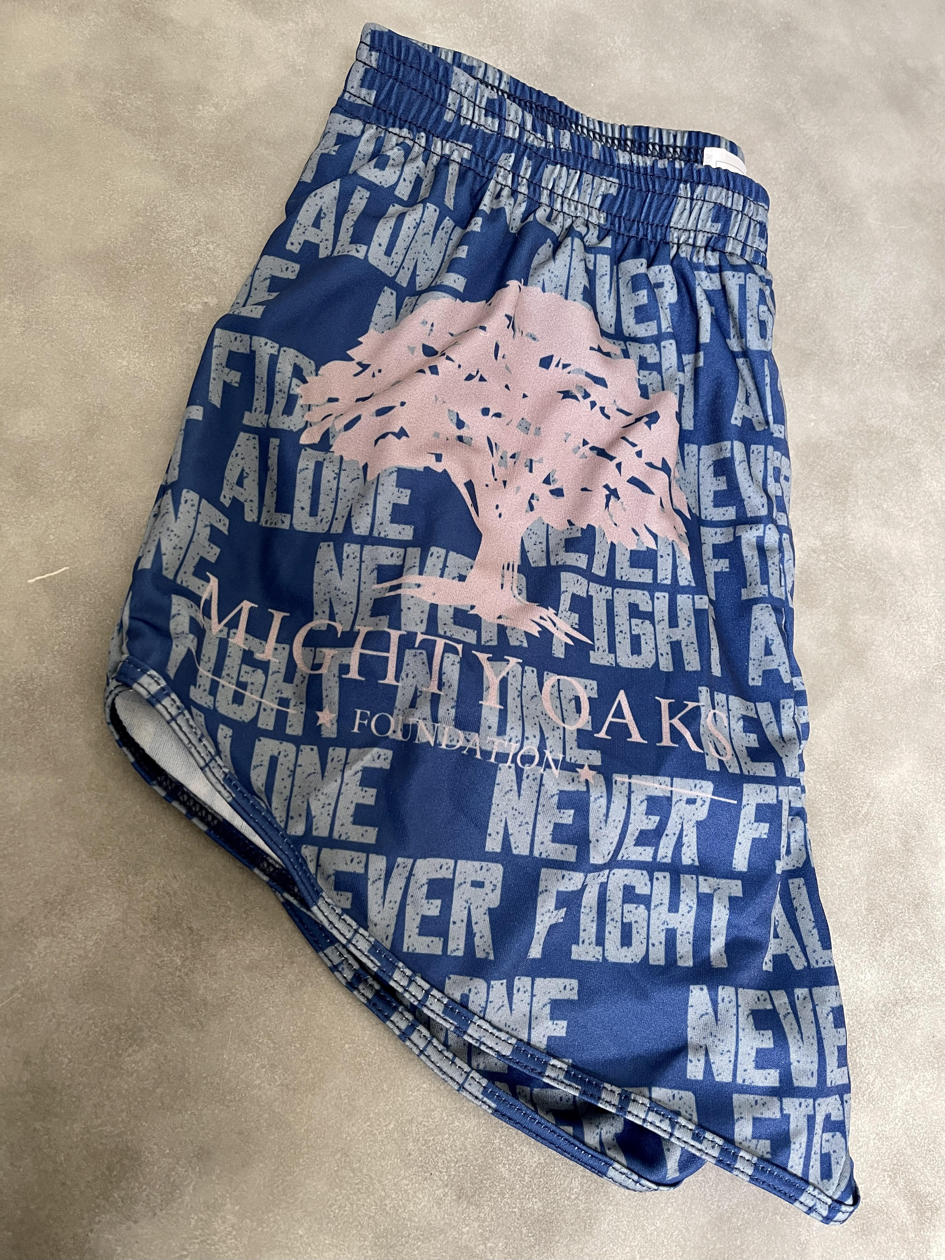 Thigh Huggers Fight Shorts - Never Fight Alone Print - Silkies